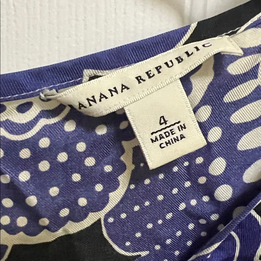 Silk Banana Republic Purple and White Patterned Dress - Picture 4 of 7
